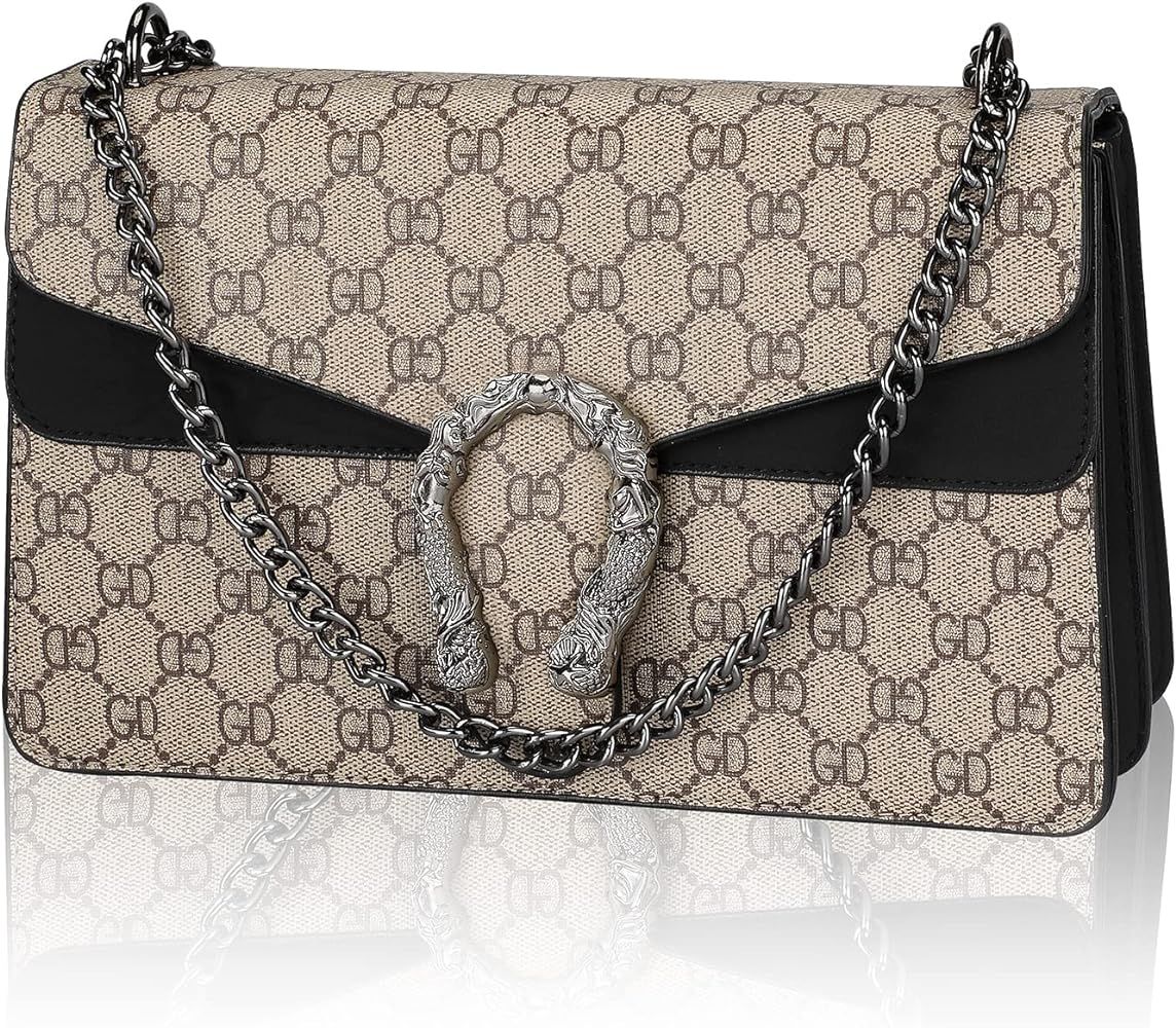 ZooLLyn Satchel Purses Shoulder Bag for Women - Fashion Print PU Leather Handbag Chain Strap Cros... | Amazon (US)