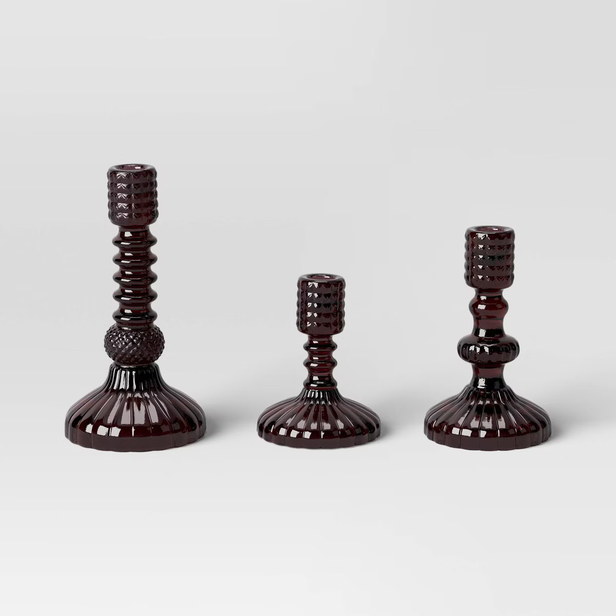3pk Burgundy Halloween Glass Taper Candle Holders - Threshold™ | Target