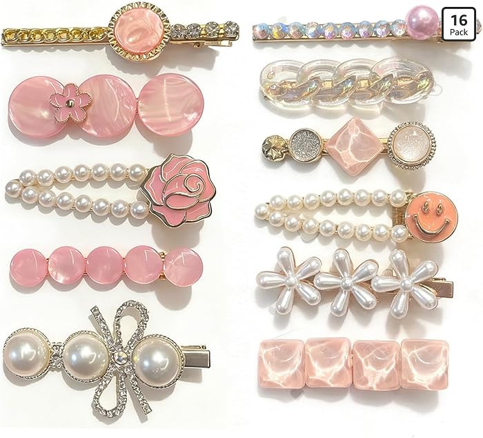 11 Pcs women's hair clip, anti pearl acrylic resin hair clip set, exquisite hair accessories, hea... | Amazon (US)