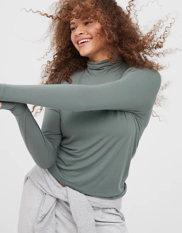 OFFLINE By Aerie Thumbs Up Turtleneck T-Shirt | American Eagle Outfitters (US & CA)