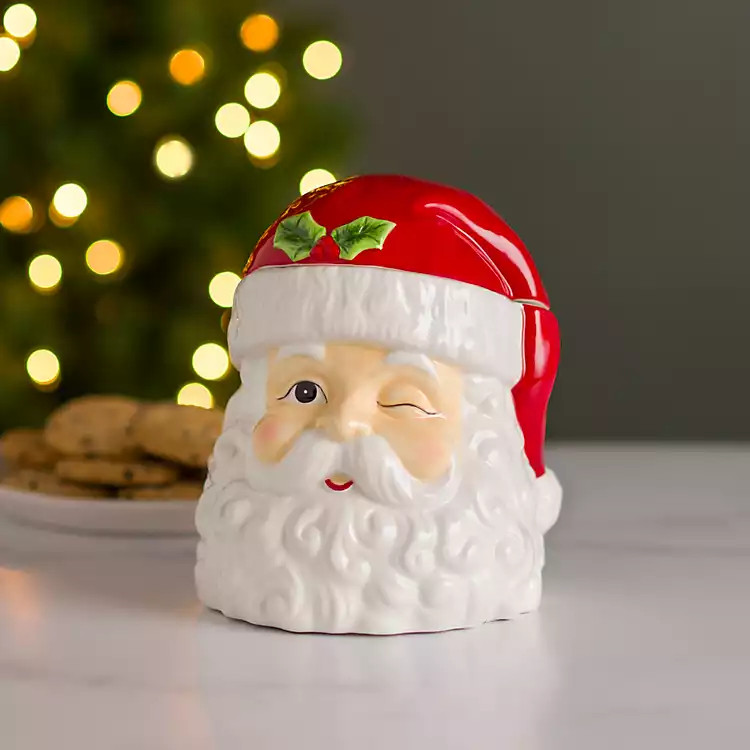 Holly Santa Christmas Cookie Jar | Kirklands