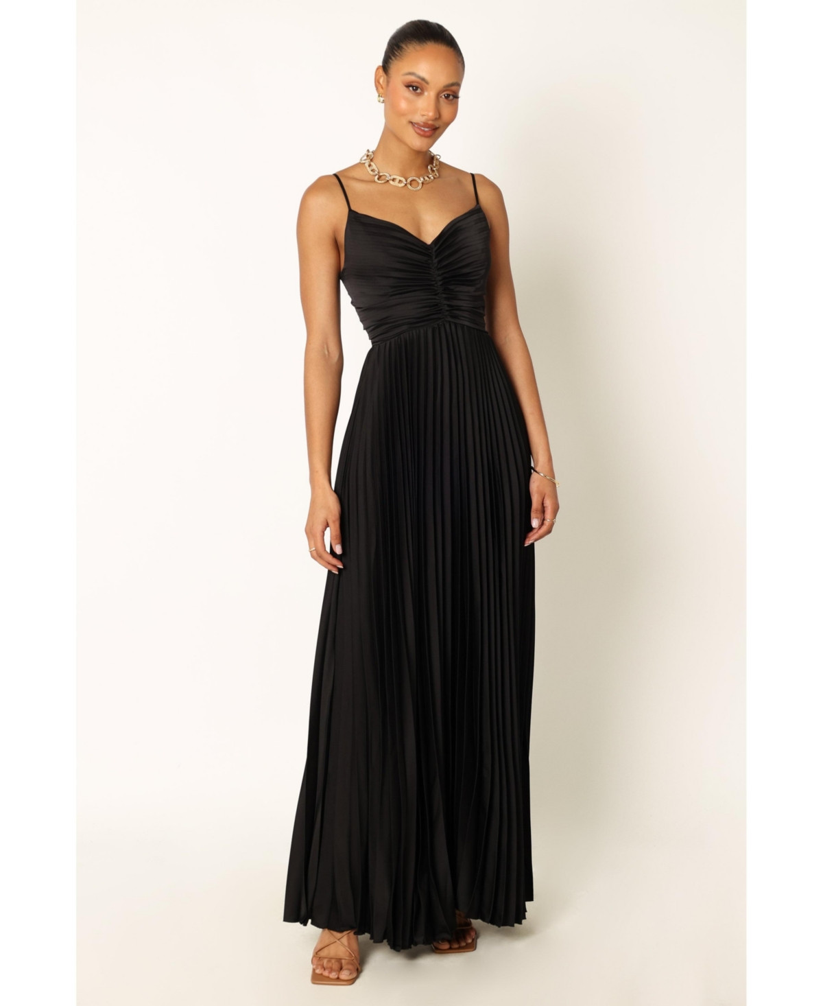 Naira Pleated Maxi Dress - Black | Macy's