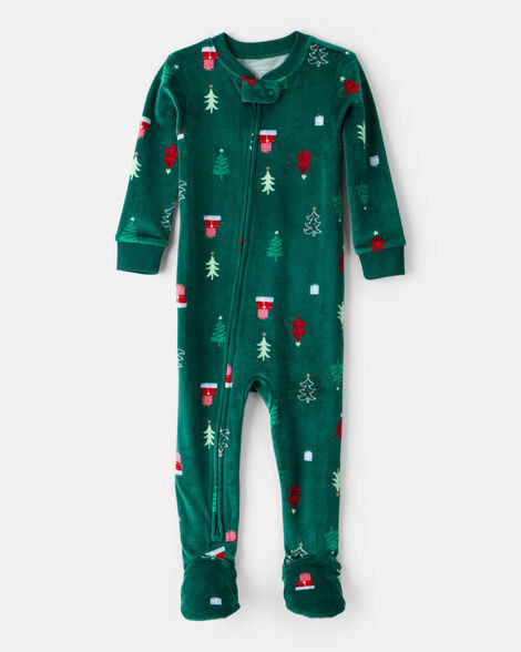 Baby Christmas Trees DreamPlush Long-Sleeve Snug Fit 1-Piece Pajamas - Green | Carter's Inc
