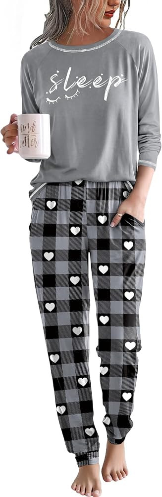 Ekouaer Women Pajama Sets Jogger Sleepwear Printed Lounge Set with Pockets | Amazon (US)