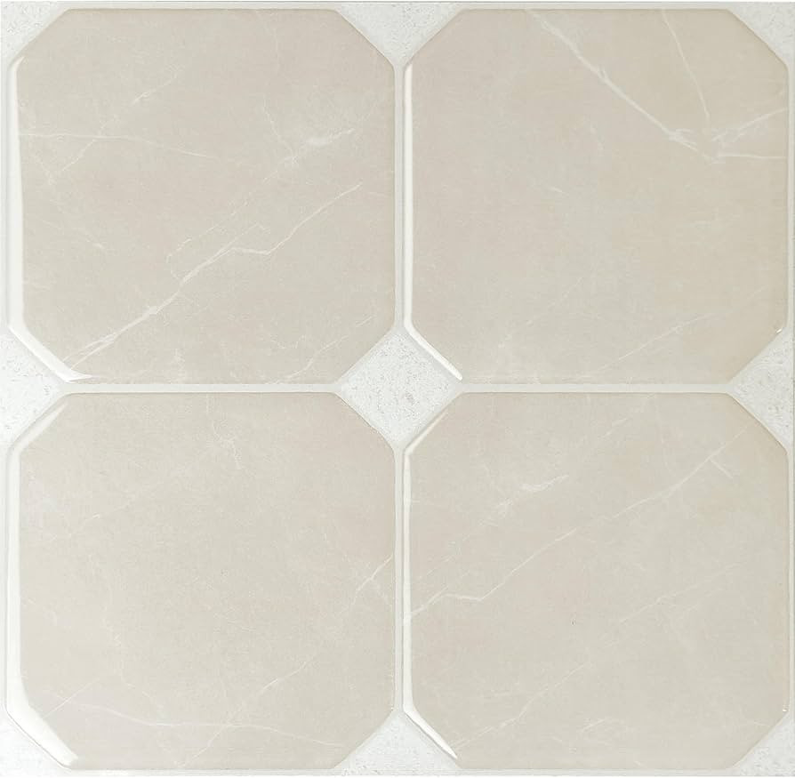 SMART TILES Peel and Stick Backsplash - 5 Sheets of 7,66" x 7,66" Betera Beige - 3D Adhesive Peel... | Amazon (US)