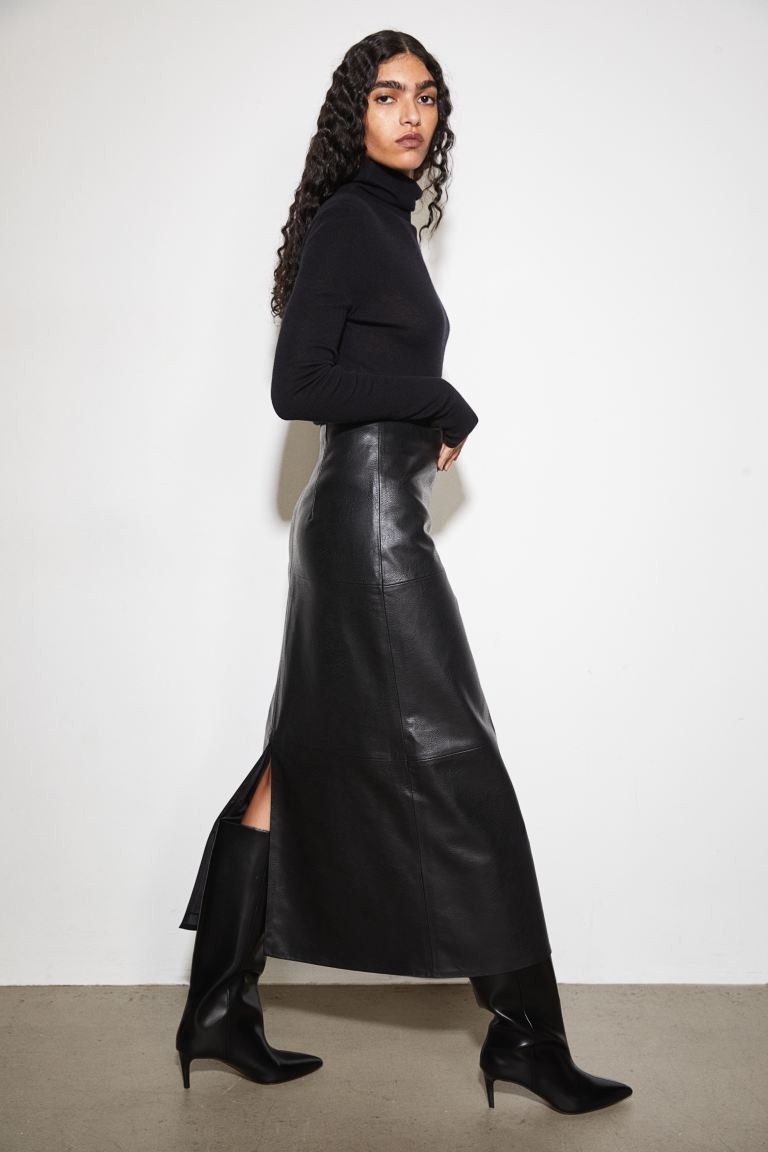 Coated skirt - Black - Ladies | H&M GB | H&M (UK, MY, IN, SG, PH, TW, HK)