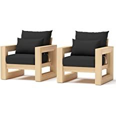 RST Brands Benson Acacia Wood and Club Chairs in Canvas Black | Amazon (US)