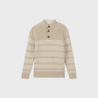Boys' Holiday Striped Mock Neck Sweater - Cat & Jack™ Cream | Target