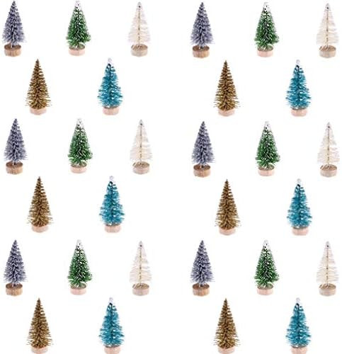 60 Pcs Mini Christmas Tree Bottle Brush Trees Plastic Sisal Trees with Wood Base for DIY Crafting... | Amazon (US)