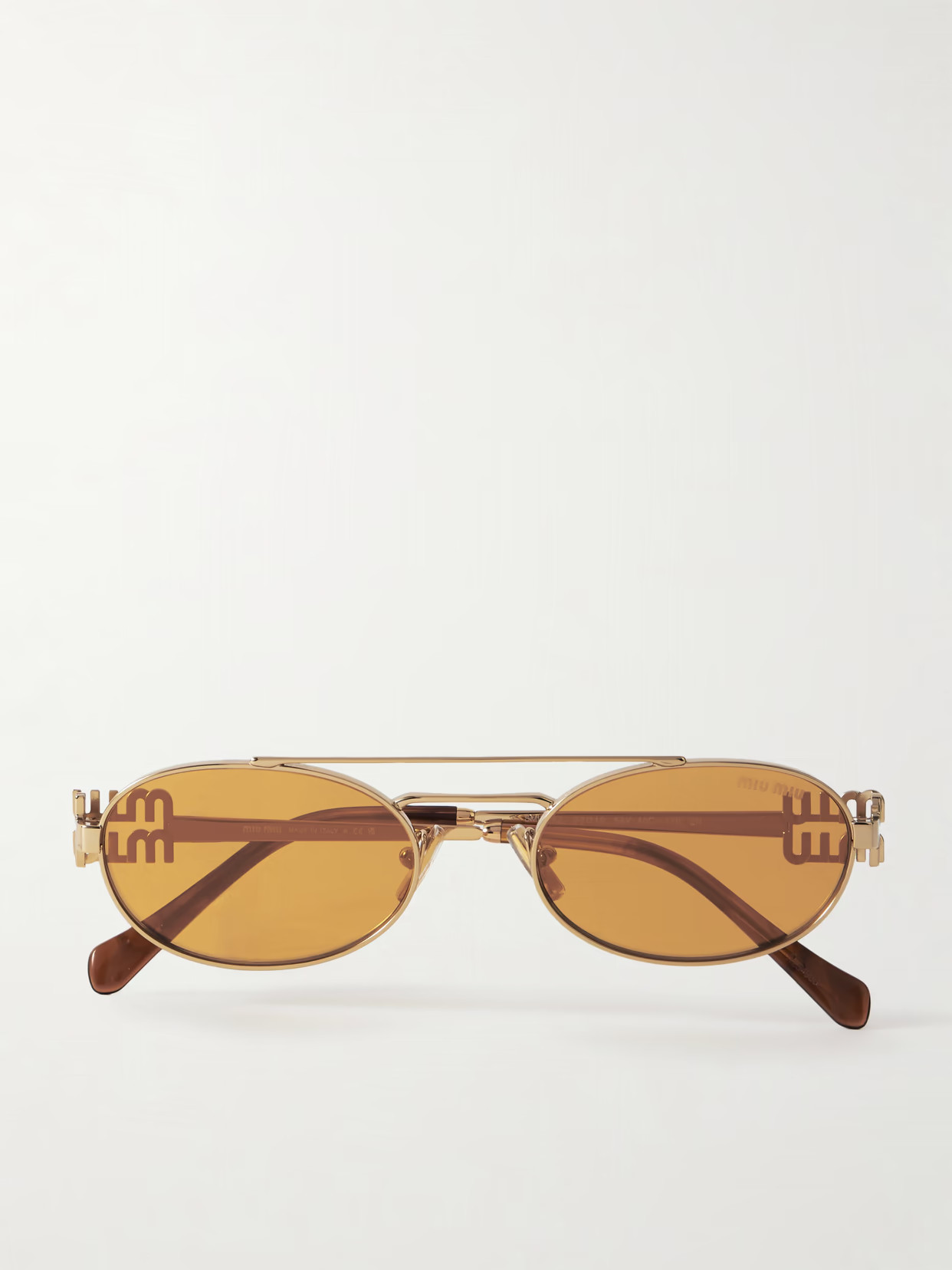 Miu Miu Eyewear - Oval-frame Gold-tone Sunglasses - One size | NET-A-PORTER (US)