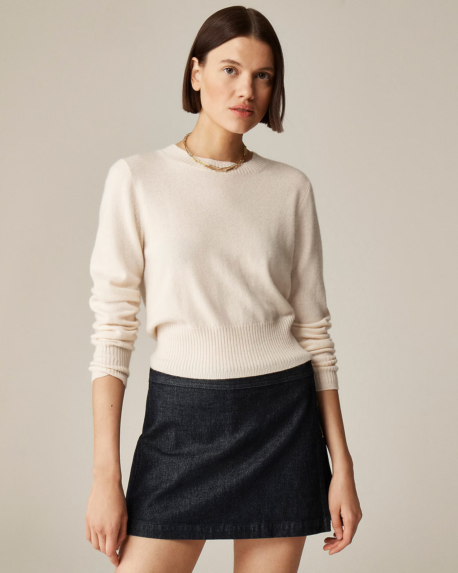 Cashmere shrunken crewneck sweater | J. Crew US