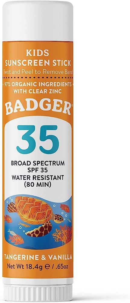 Badger Kids Sunscreen Stick SPF 35 with Mineral Zinc Oxide, Travel Size Sunscreen Stick for Kids,... | Amazon (US)