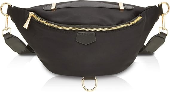 Plus Size Grey Fanny Pack, Unisex Cross Body Bag with Adjustable Strap (24-37 In) | Amazon (US)