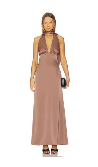 Bethany Halter Gown in Mocha | Revolve Clothing (Global)