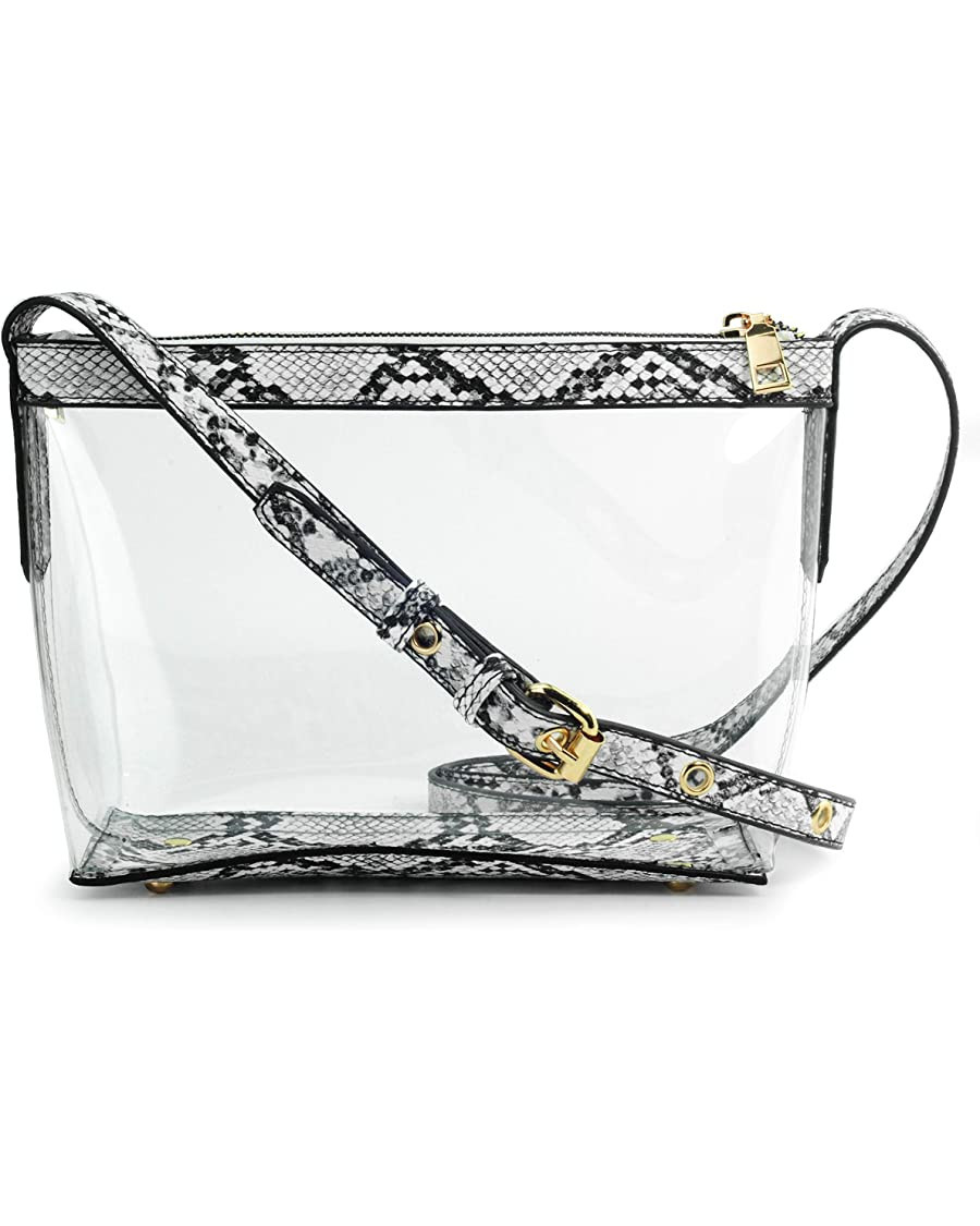 Clear Zipper Cross Body Bag with Vegan Leather Trim | Amazon (US)