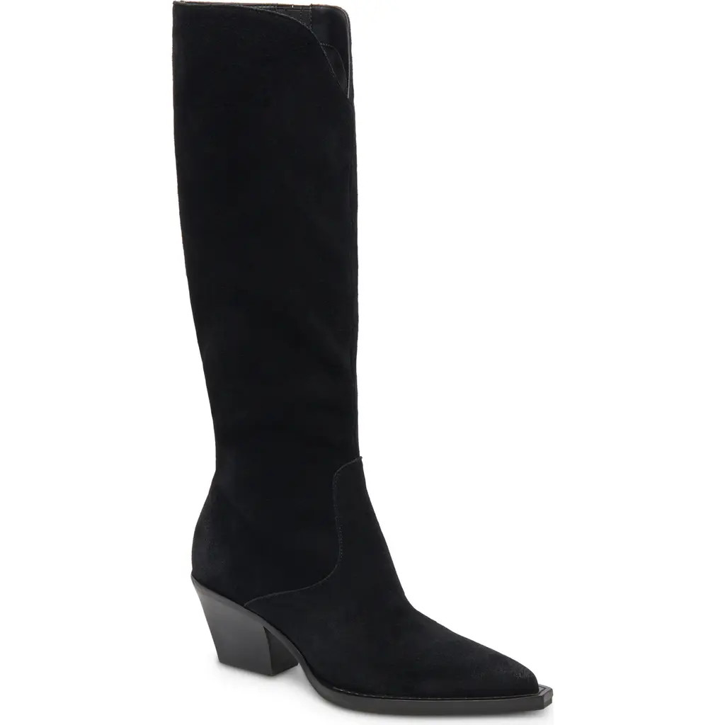 Dolce Vita Raj Pointed Toe Knee High Boot in Onyx Suede at Nordstrom, Size 9.5 | Nordstrom