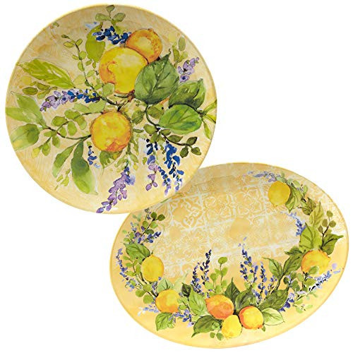 Certified International Lemon Zest 2 pc Melamine Platter Serving Set, Multicolor, Large | Amazon (US)