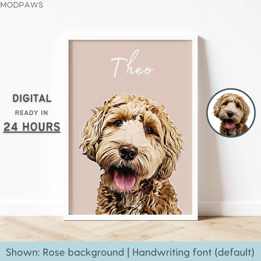 Custom Pet Portraits Using Pet Photo Personalized Digital Dog Portraits Cat Portraits Custom Dog ... | Etsy (US)