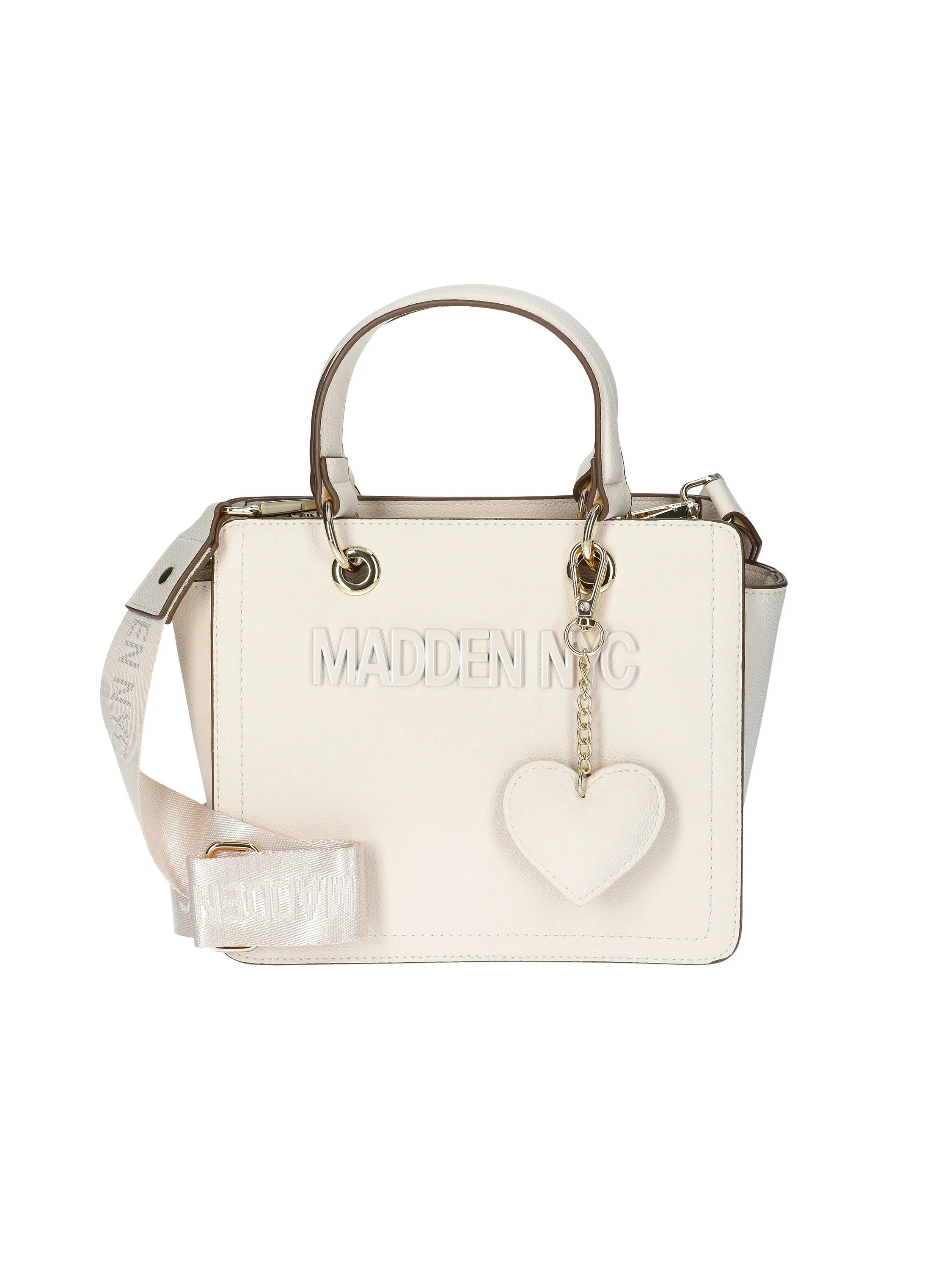 Madden NYC Women's Enamel Logo Top Handle Tote Handbag, Cream | Walmart (US)