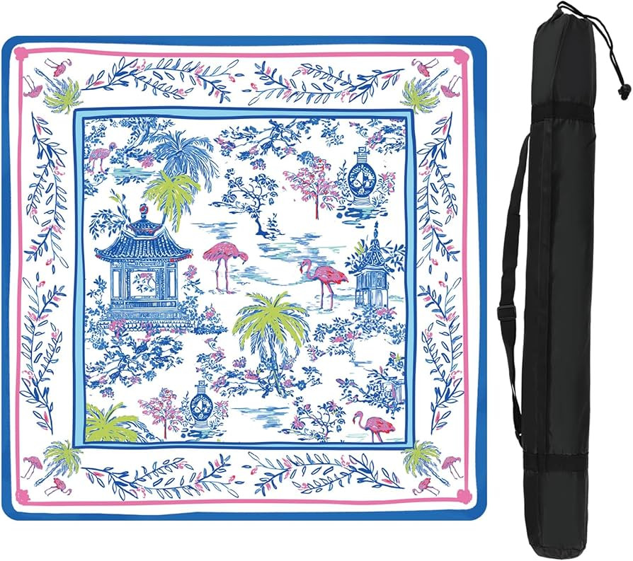 FYSUIMU Pavilion Mahjong Mat with Carrying Bag 31.5" x 31.5" Table Mat Chinoiserie Flamingo Cocon... | Amazon (US)