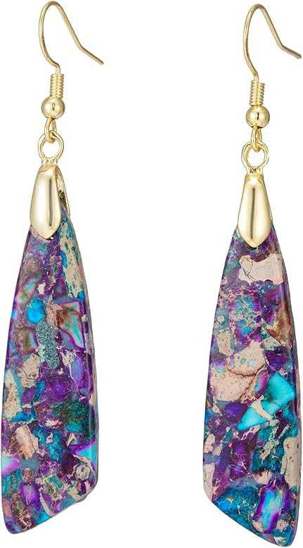 Plumiss Women Natural Stone Earrings Unique Healing Gemstone Energy Hypoallergenic Lightweight Da... | Amazon (US)