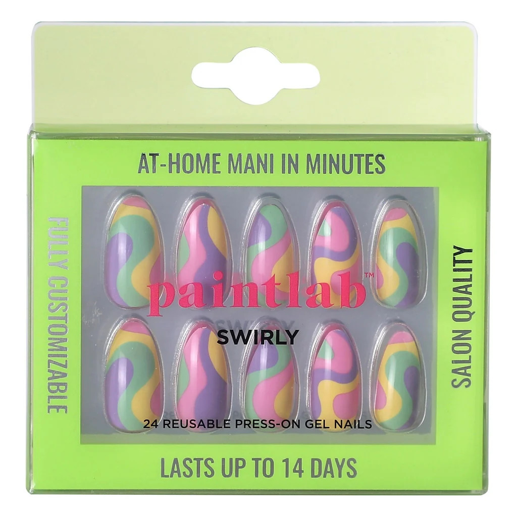 Swirly Tye Dye Almond Press On Nails | PaintLab