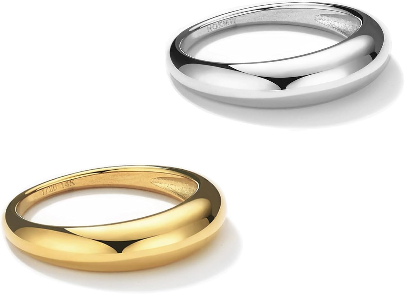 NOKMIT Chunky Dome Rings for Women Dainty 14K Gold Silver Tone Cute Bold Dome Statement Ring Thic... | Amazon (US)