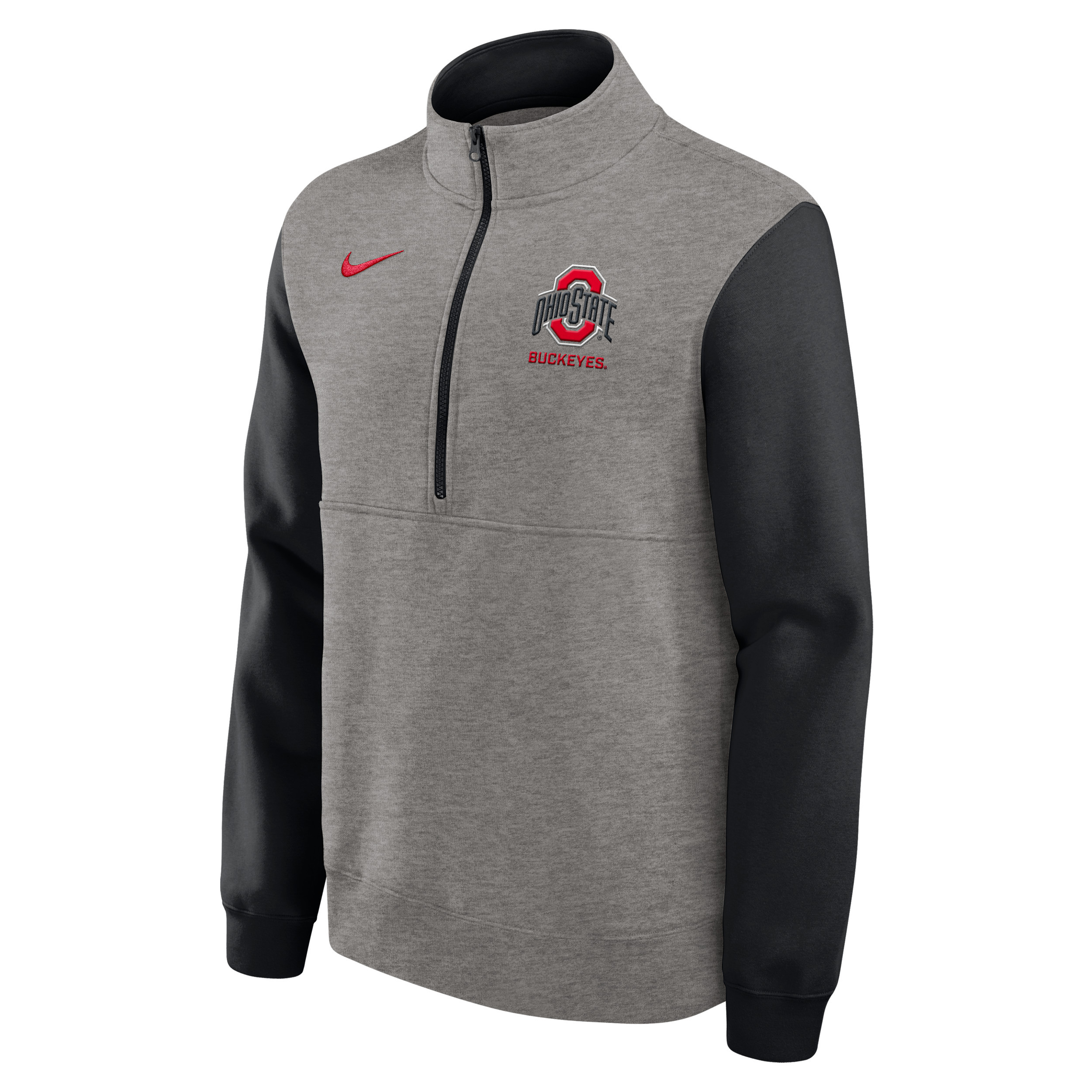 Ohio State Club Nike Men's College 1/2-Zip Crew in Grey | 02JW086NOH-7HV | Nike (US)