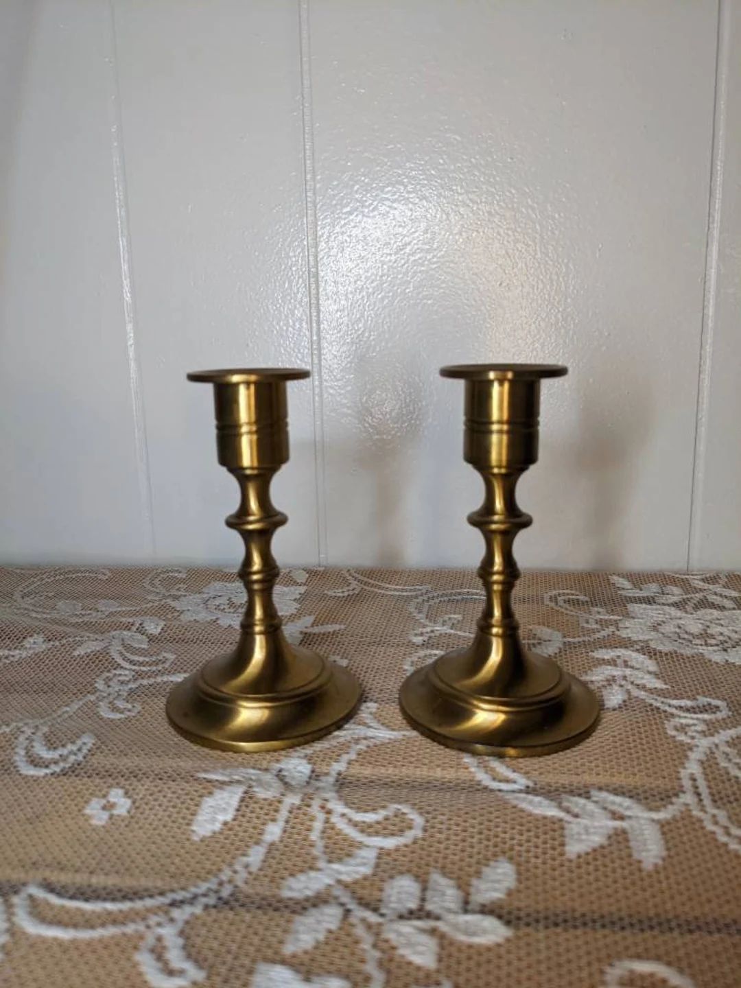 Vintage Brass Candlestick Holder Pair | Etsy (US)