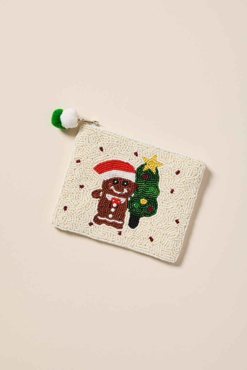 Gingerbread Tree Beaded Pouch | Francesca's