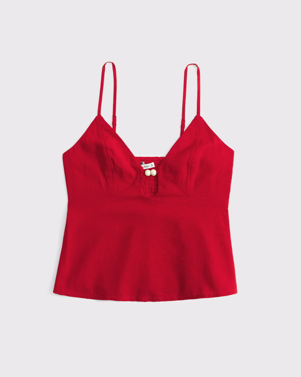 Women's Linen-Blend Beaded Cami | Women's New Arrivals | Abercrombie.com | Abercrombie & Fitch (US)