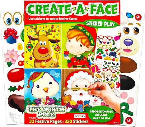 Bendon Publishing Christmas Make a Face Sticker Book for Kids Toddlers - Giant Christmas Sticker ... | Amazon (US)