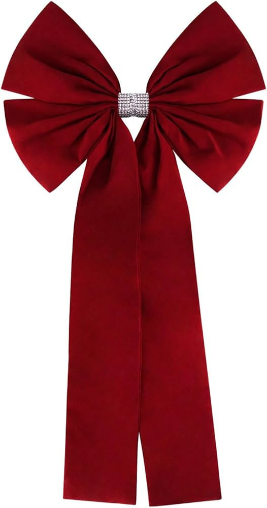 36x18 Inches Extra-Large Christmas Tree Topper Bow Burgundy Velvet Ribbon Gift Bows for Christmas... | Amazon (US)