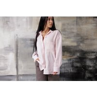 Loose Linen Shirt, Linen Shirt Buttons Down, Long Sleeve Dress, Pink Oversized | Etsy (US)