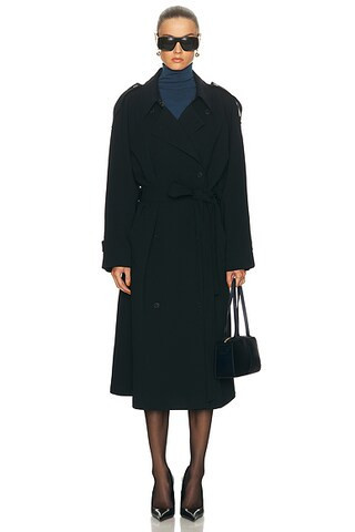 EAVES Lumi Trench Coat in Black - Black. Size XXS (also in XS, S, M, L, XL). | FWRD 