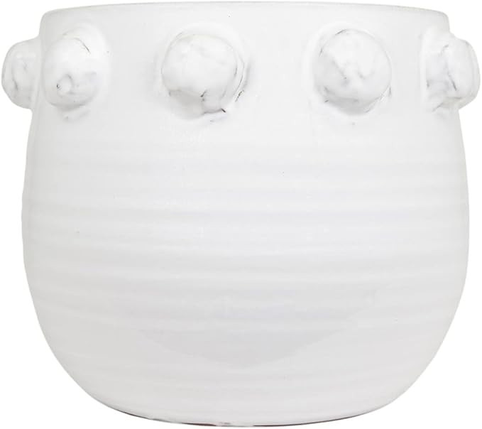 Creative Co-Op White Terracotta Planter with Bubble Design at Top | Amazon (US)