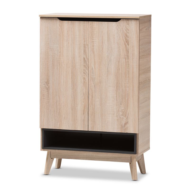 Fella Mid - Century Modern Two - Tone Wood Shoe Cabinet - Brown - Baxton Studio | Target