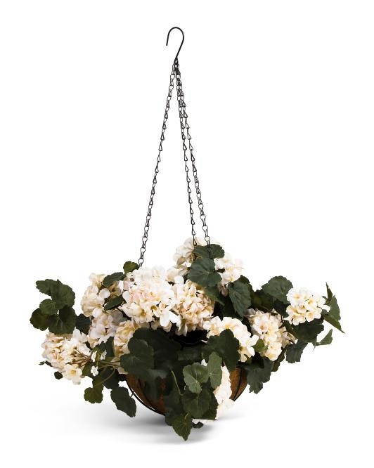 14x24 Uv Resistant Faux Geranium Hanging Basket | TJ Maxx