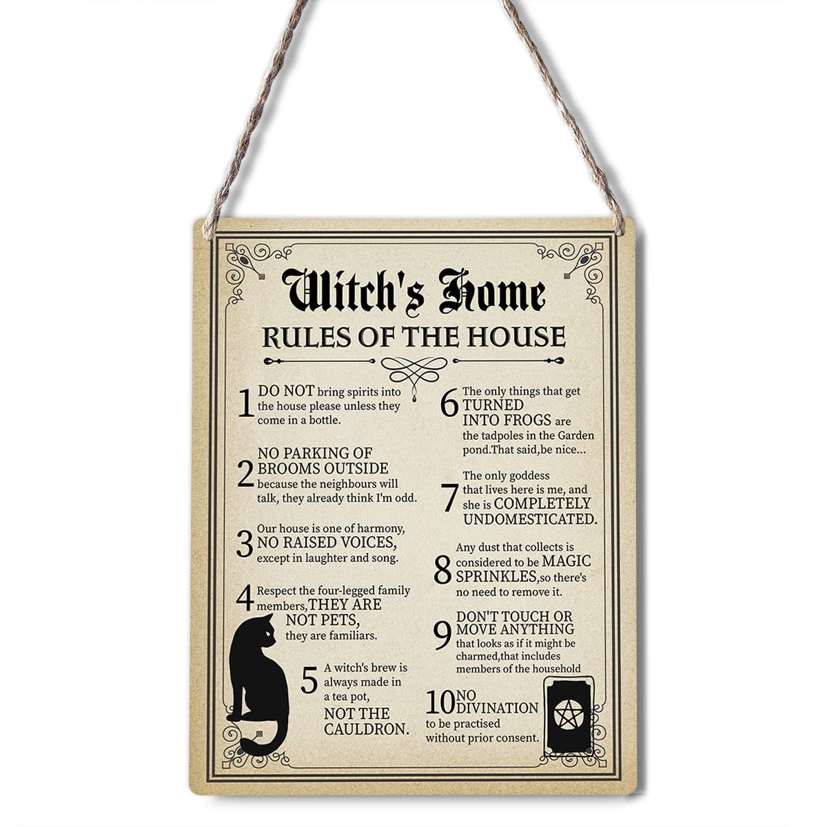Funny Witch Art Signs Wall Decor Wood Plaque Witch's Home Rules of the House Wooden Hanging Sign ... | Amazon (US)