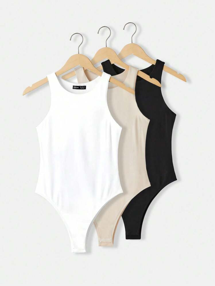SHEIN Tall 3pcs Solid Color Women's Casual Bodysuit | SHEIN