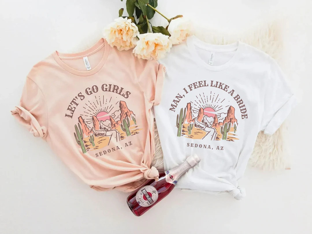 Bachelorette Tshirts, Custom Desert Bridal Party Tee, Scottsdale Sedona Arizona Girls Trip Tee, C... | Etsy (US)