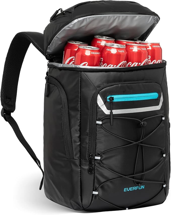EVERFUN Cooler Backpack Insulated Leakproof 30 Cans, Cooler Bag with 2 Insulated Compartments Wat... | Amazon (US)