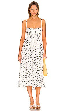 For Love & Lemons Brenda Midi Dress in Ivory from Revolve.com | Revolve Clothing (Global)