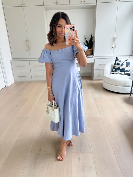 This off shoulder linen dress is a must for this season! It comes in several colors and has a classic silhouette and very flattering cut, the back is smocked with a zipper closure which makes it extra comfortable! Runs TTS, I'm in the XS

#LTKParties #LTKStyleTip #LTKSeasonal