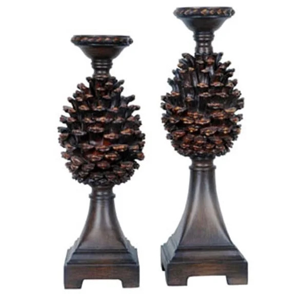 Pine Bluff Candleholders Resin Brown 17"/18.5" Ht. Farmhouse Style | Walmart (US)