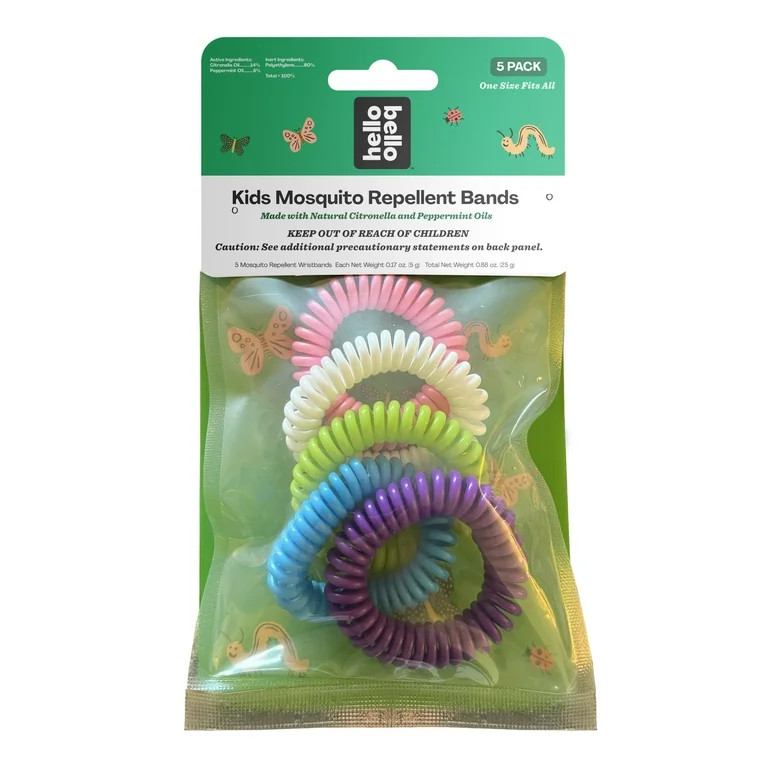Hello Bello Kid's Mosquito Repellent Bands with Natural Plant-Based Oils, One Size Fits All, 5 Pa... | Walmart (US)