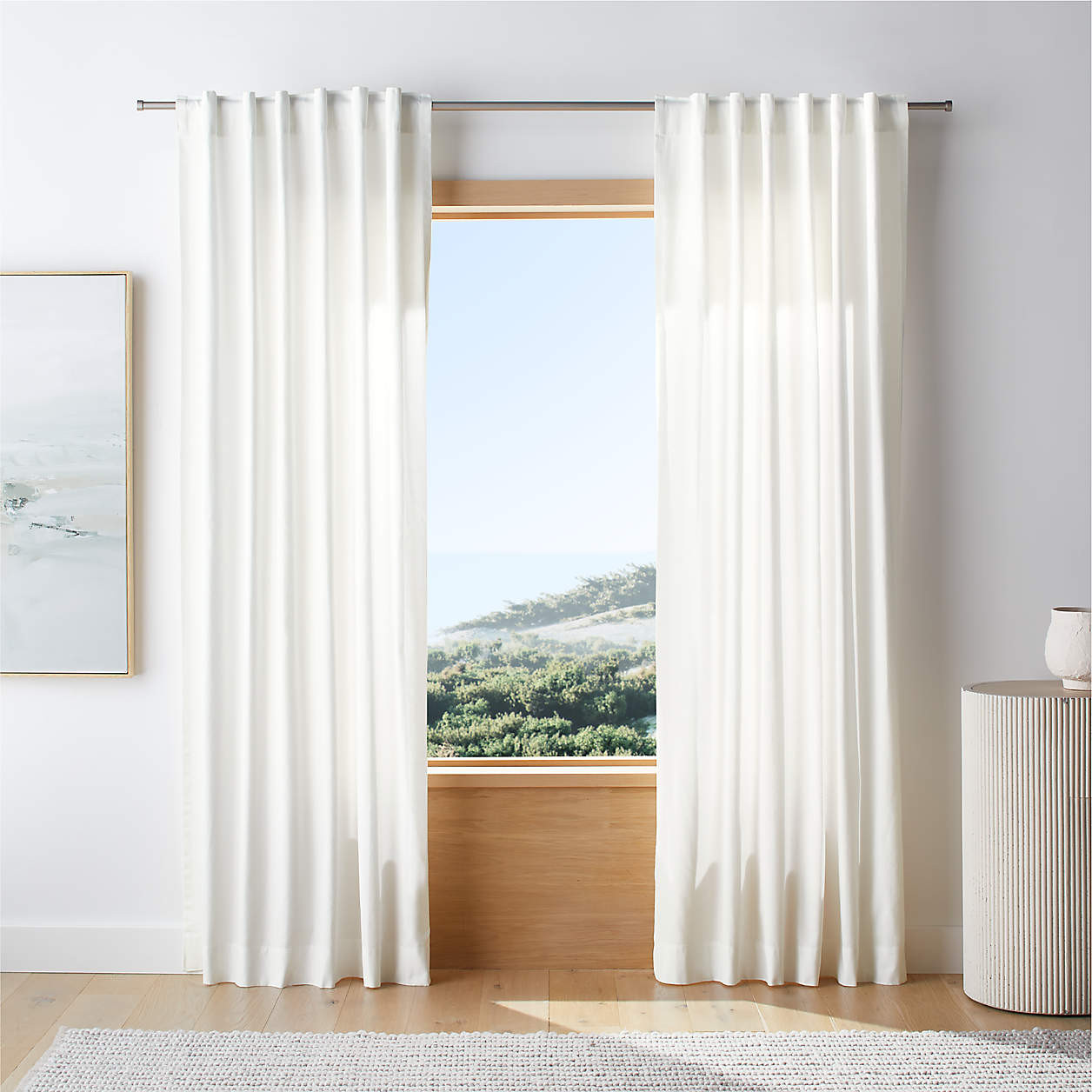Organic Cotton Crisp White Window Curtain Panel 52"x96" | Crate & Barrel