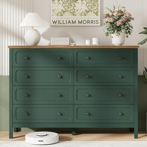 Tradare Green Dresser for Bedroom, 8 Drawer Dresser with Metal Handles, 55" Wide Modern Dressers & Chest of Drawers for Living Room, Hallway, Entryway | Amazon (US)