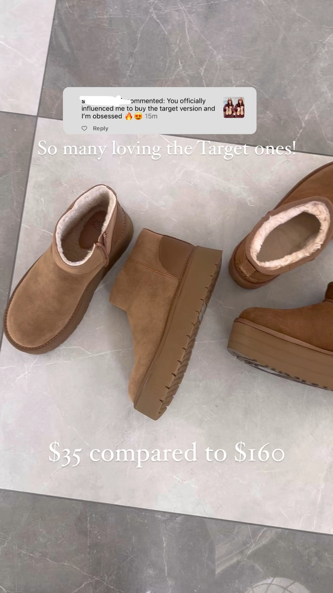 The $35 are a hit!!! I would side up in both! #uggs #winterboots 

#LTKVideo #LTKHoliday #LTKShoeCrush