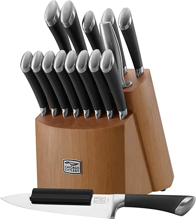 Chicago Cutlery Fusion 17 Piece Kitchen Knife Set with Wooden Storage Block, Cushion-Grip Handles... | Amazon (US)